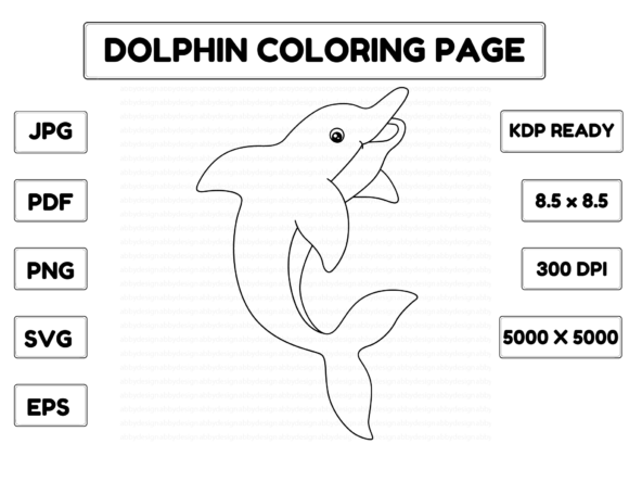 A Dolphin Coloring Page Graphic for Handmade Business Collections