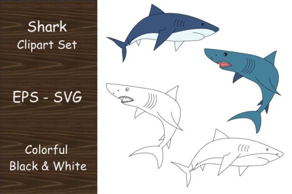 A Shark Clipart Set for Crafts & Digital Graphics