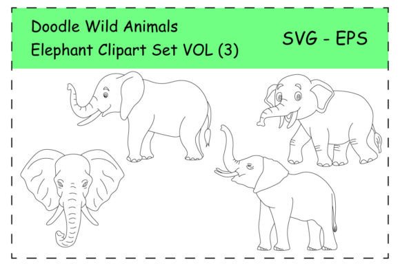 A Versatile Elephant Doodle Set for Creative Crafts and Graphics