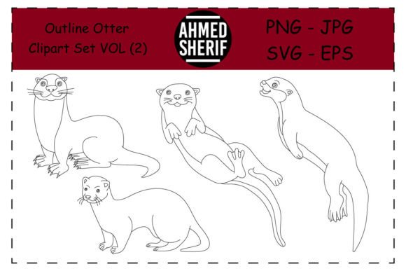 An Otter Clipart Set for Craft & Graphic Branding Projects
