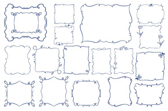 Blue Outline Frame Collection: A Graphics Review for Real Crafting