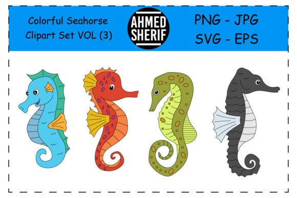 Colorful Seahorse Clipart for Crafts & Graphic Design