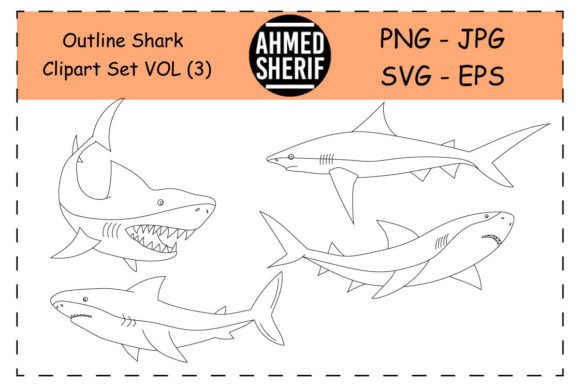 Crafting Oceanic Brands: Shark Clipart Set as a Graphic Design Asset