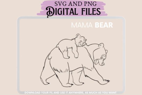 Mama Bear Coloring Page: A Gentle Graphic for Editorial Use