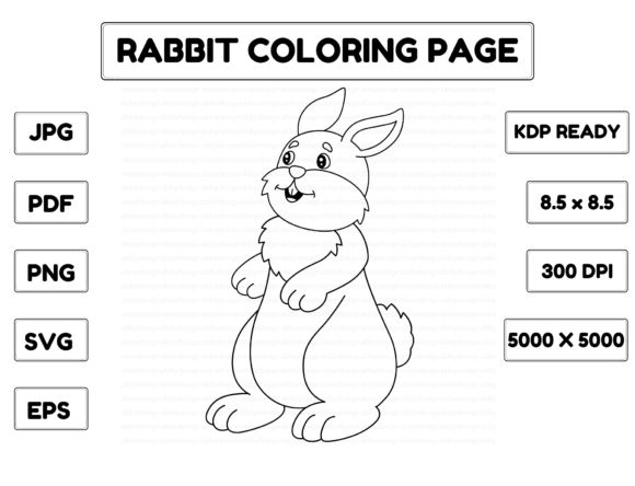 Rabbit Coloring Page Isolated for Graphics and Coloring Pages