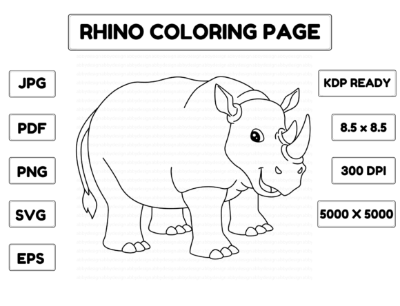 Rhinoceros Coloring Page Graphics for Brands and Content