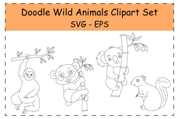 Sloth, Koala, Panda & Squirrel Clipart for Crafts and Graphics