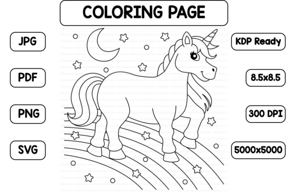 Unicorn Walking on Rainbow Graphics for Crafters